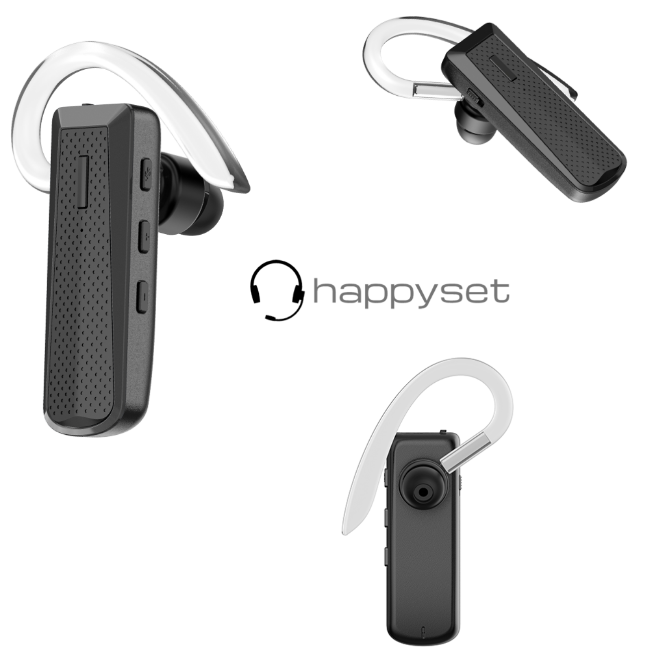 HAPPYSET Short, In-ear Bluetooth Headset Bluetooth Schwarz