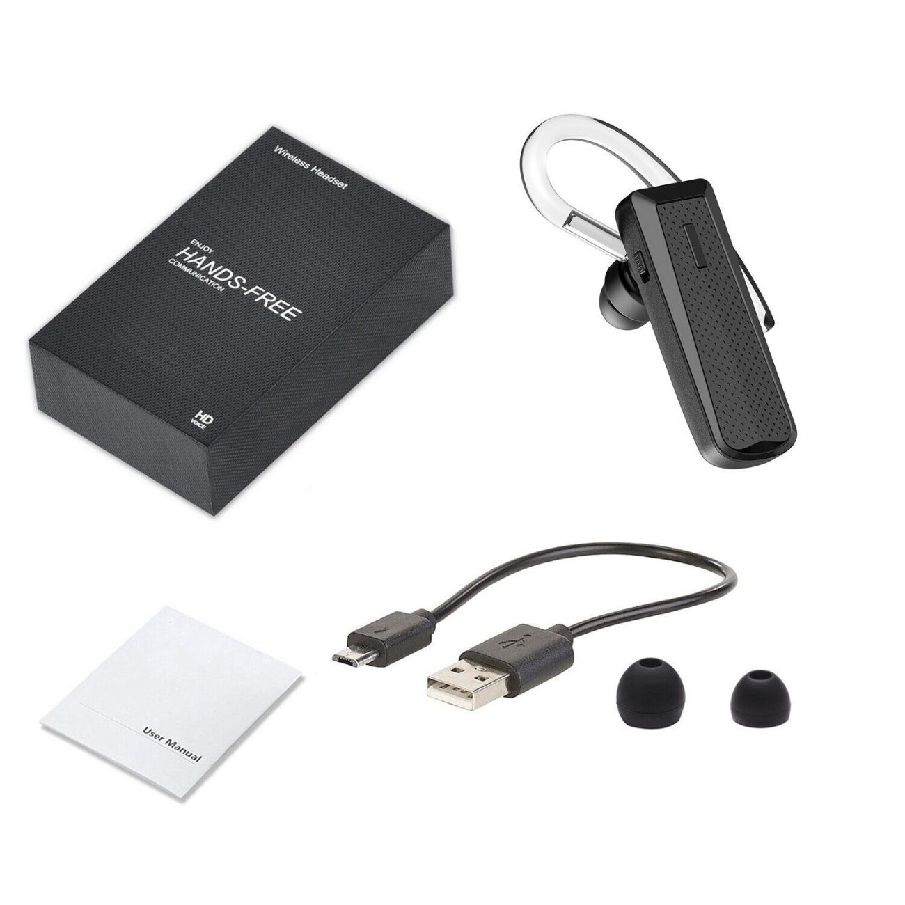 HAPPYSET Bluetooth Bluetooth Headset In-ear Short, Schwarz