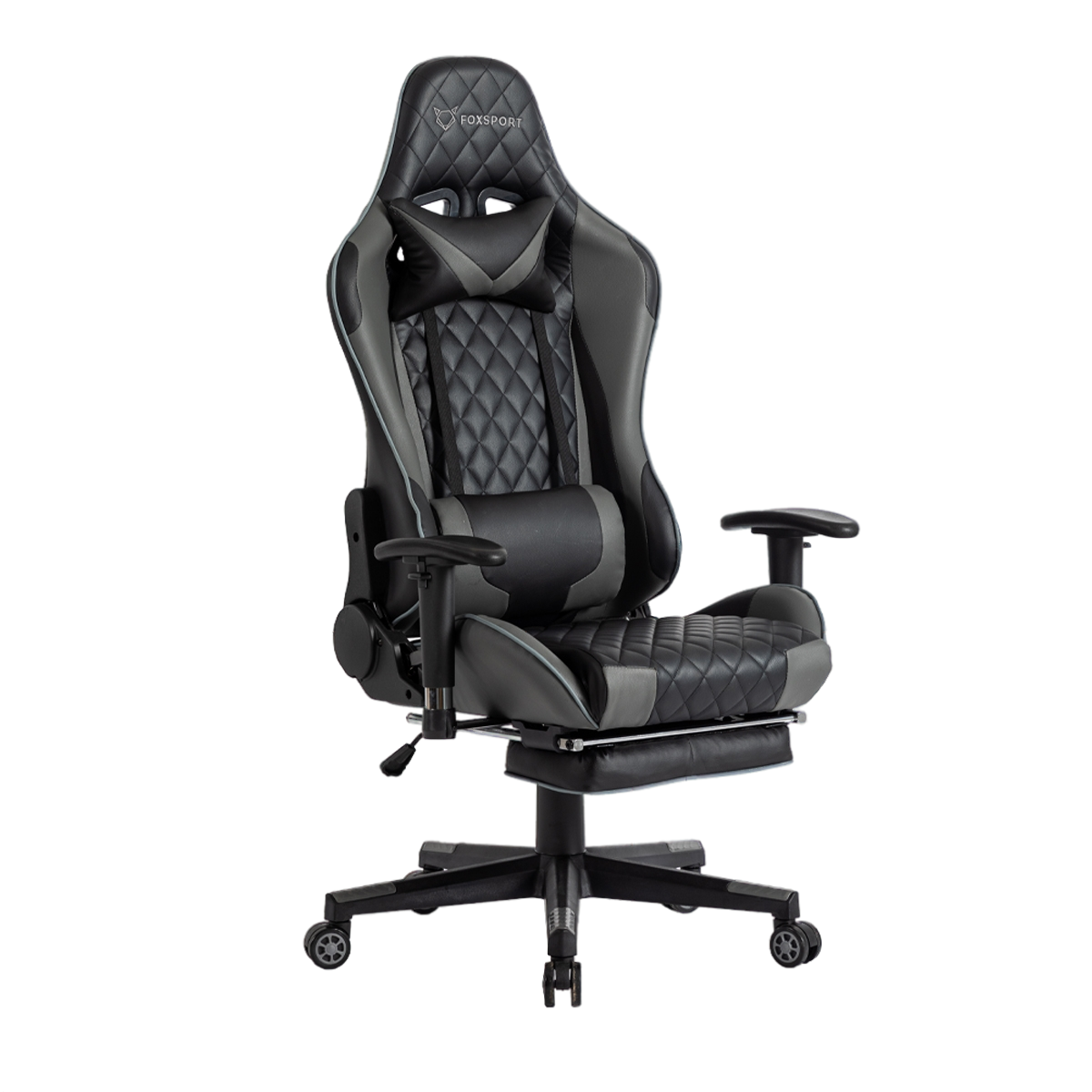Gaming-Stuhl, schwarz FOXSPORT Schwarz Beinstütze Gaming Stuhl mit
