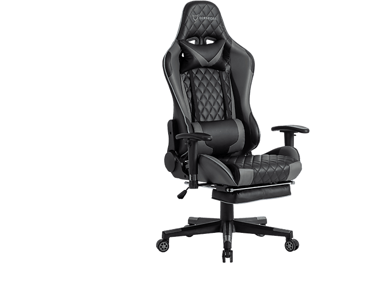 Gaming-Stuhl, schwarz FOXSPORT Schwarz Beinstütze Gaming Stuhl mit