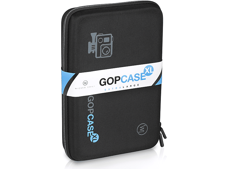 WICKED CHILI Tasche, Case, Koffer für GoPro Hero 12 11 10 9 8 Gr. XL  mit Zubehörfach, Actioncam Tragetasche Schutztasche, schwarz