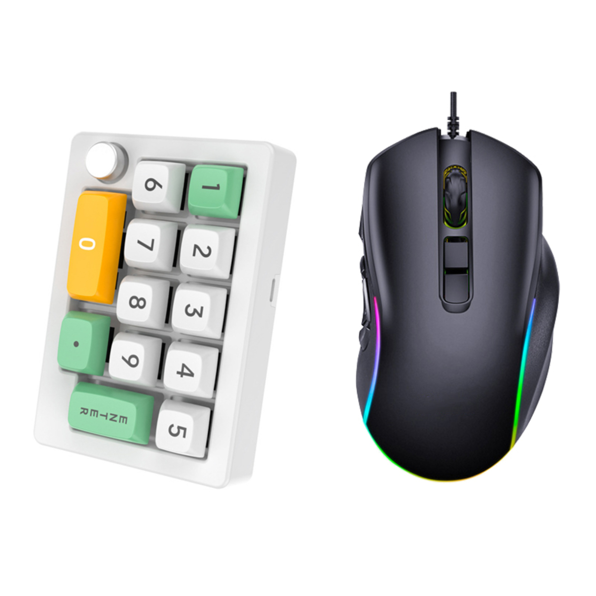 UWOT Gaming-Tastatur- und weiß Mechanische Lichteffekte Set, Maus-Set: 12 Maus Hot-Swap-Fähig, & Tastatur Schalter