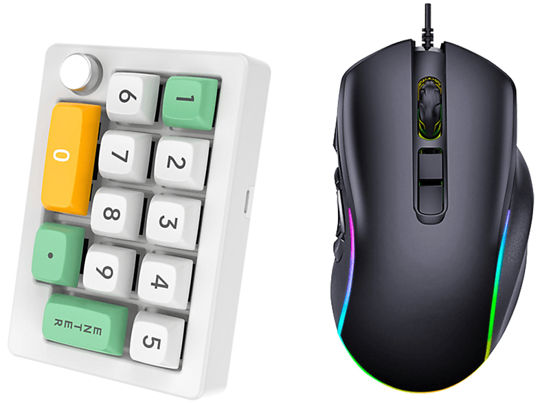 Lichteffekte Maus-Set: Gaming-Tastatur- Set, 12 & Mechanische Hot-Swap-Fähig, UWOT Maus weiß und Schalter Tastatur