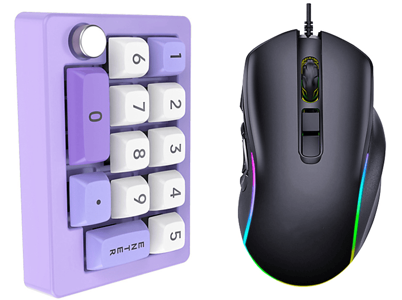 UWOT Gaming-Tastatur- und Maus-Set: 12 Hot-Swap-Fähig, & Set, Lichteffekte Mechanische lila Maus Tastatur Schalter