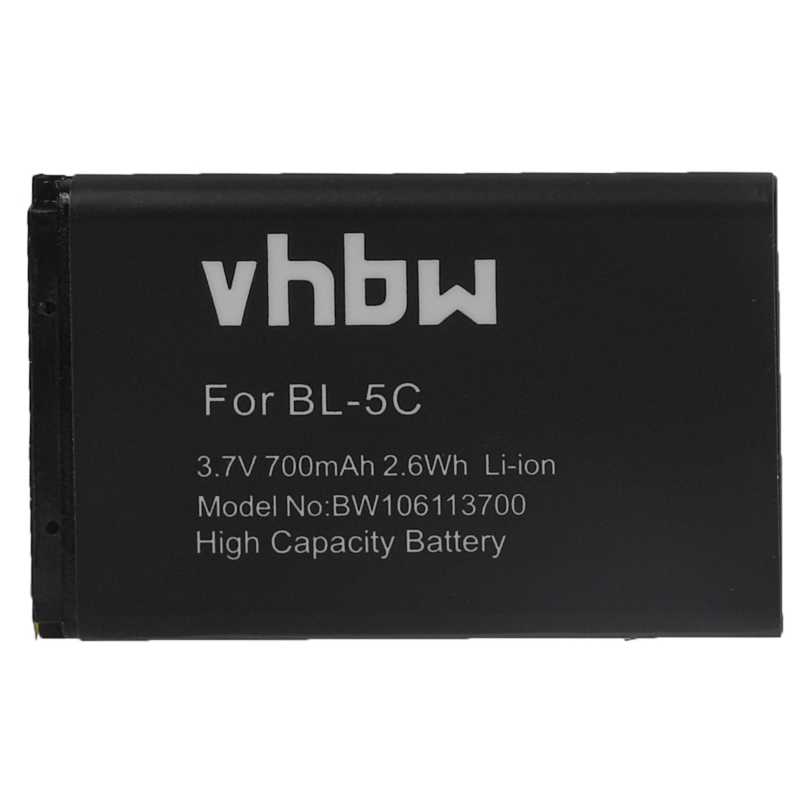 VHBW kompatibel mit teXet 700 Handy, TM-B200, Li-Ion - TM-502R, TM-B110, TM-B100, TM-503RS, TN-606 Akku