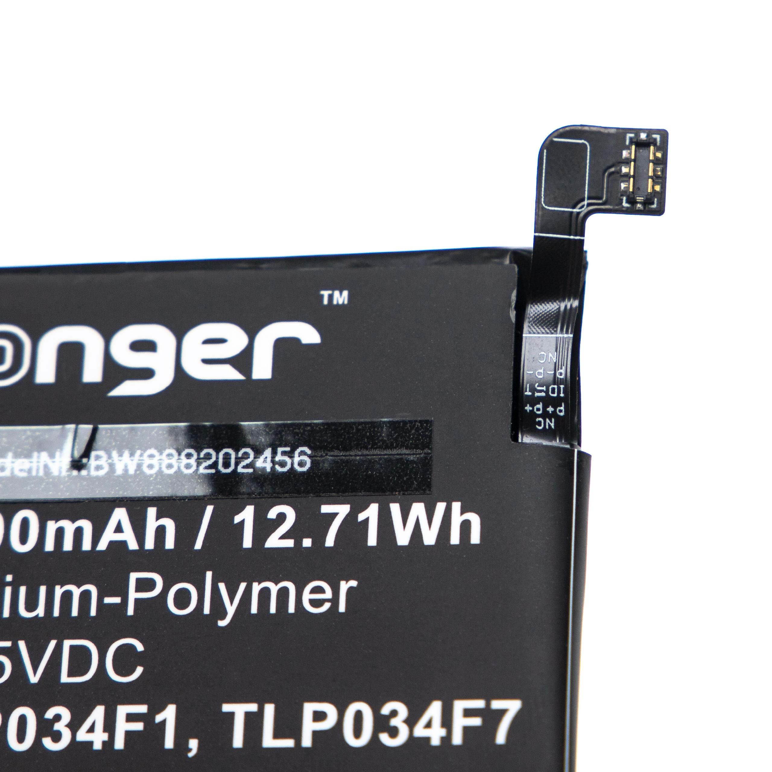 Schwarzer Akku mit Text, inkl. 1000mAh, und Stecker auf weißem Hintergrund.