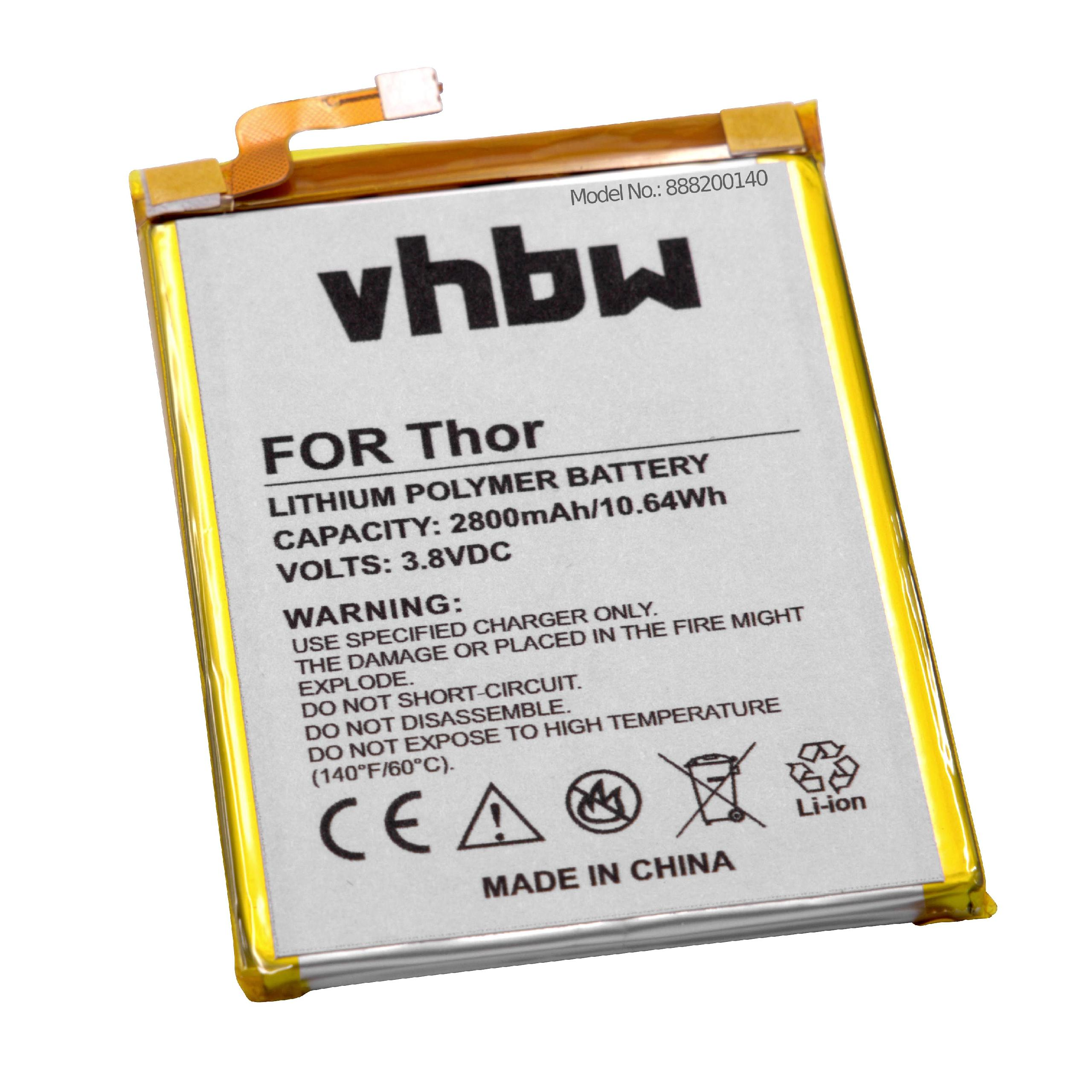 VHBW kompatibel mit Li-Polymer Handy, - 2800 Vernee Thor Akku
