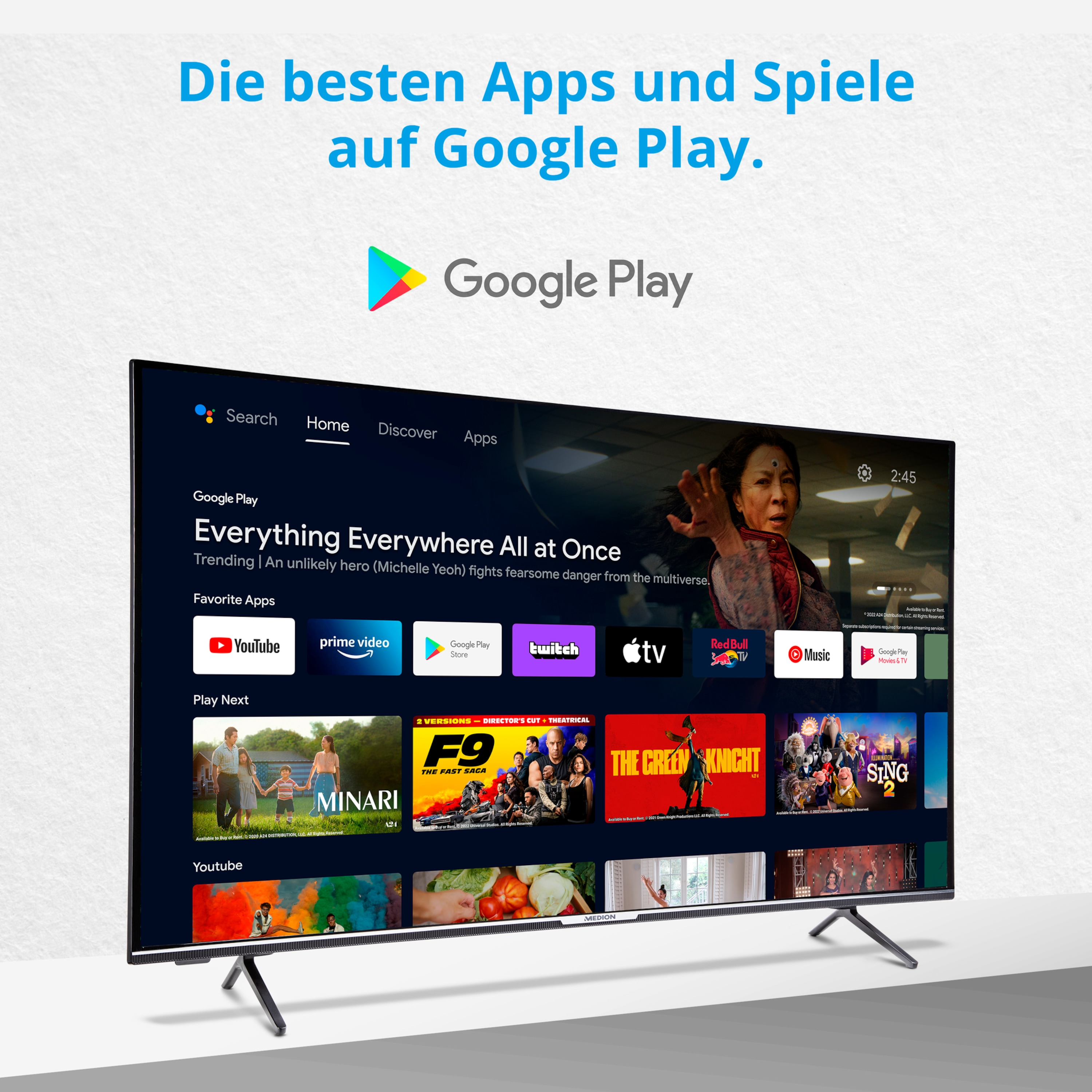 MEDION LIFE® P14371 Fernseher (Flat, 42,5 Zoll 108 cm, Android) Full-HD, 