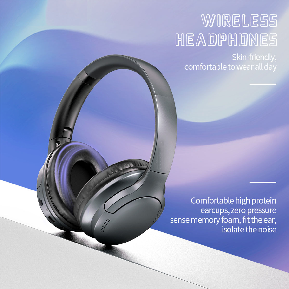 Bluetooth Stereo-Sound, Kopfhörer BRIGHTAKE Stille: Over-ear Schwarz Langzeit-Akku, Rauschunterdrückung, Aktive Anruffunktion,
