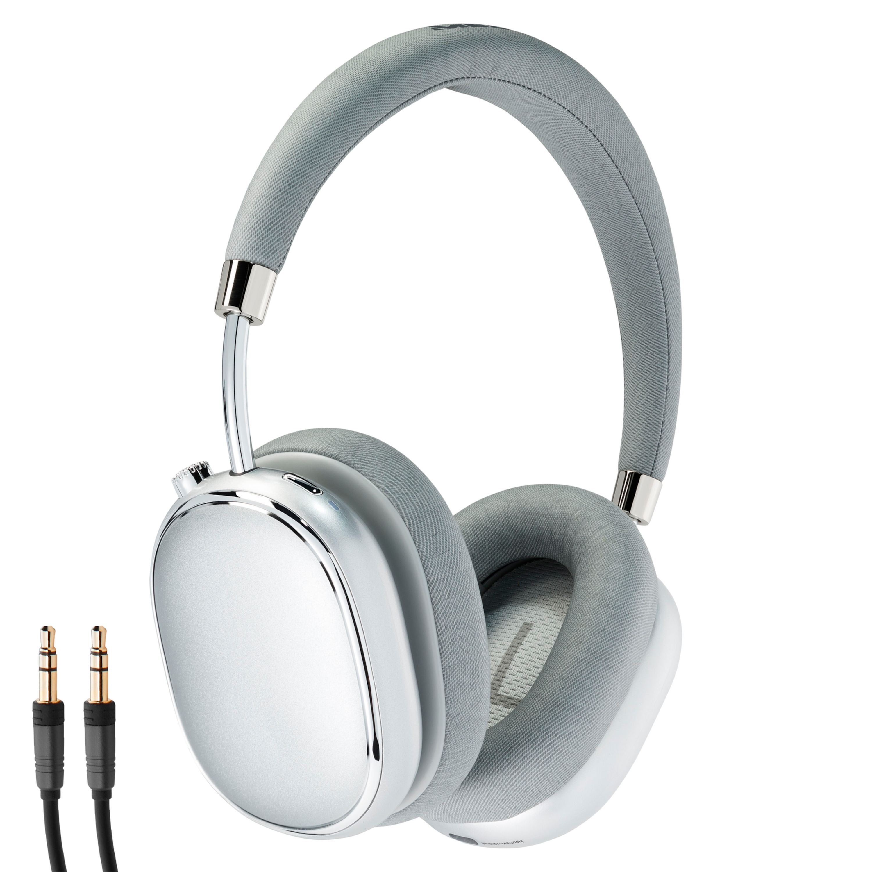 MEDION LIFE® E62474, kabellos silber oder kabelgebunden, Akkulaufzeit, Over-ear Bluetooth®, lange Active-Noise-Cancelling, Kopfhörer