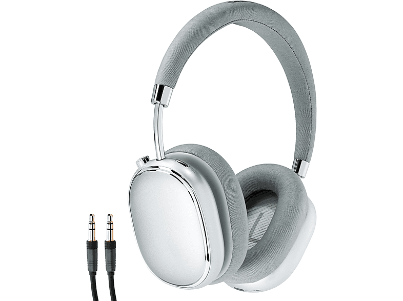 MEDION LIFE® E62474, Active-Noise-Cancelling, Bluetooth®, lange Akkulaufzeit, kabellos oder kabelgebunden, Over-ear Kopfhörer silber