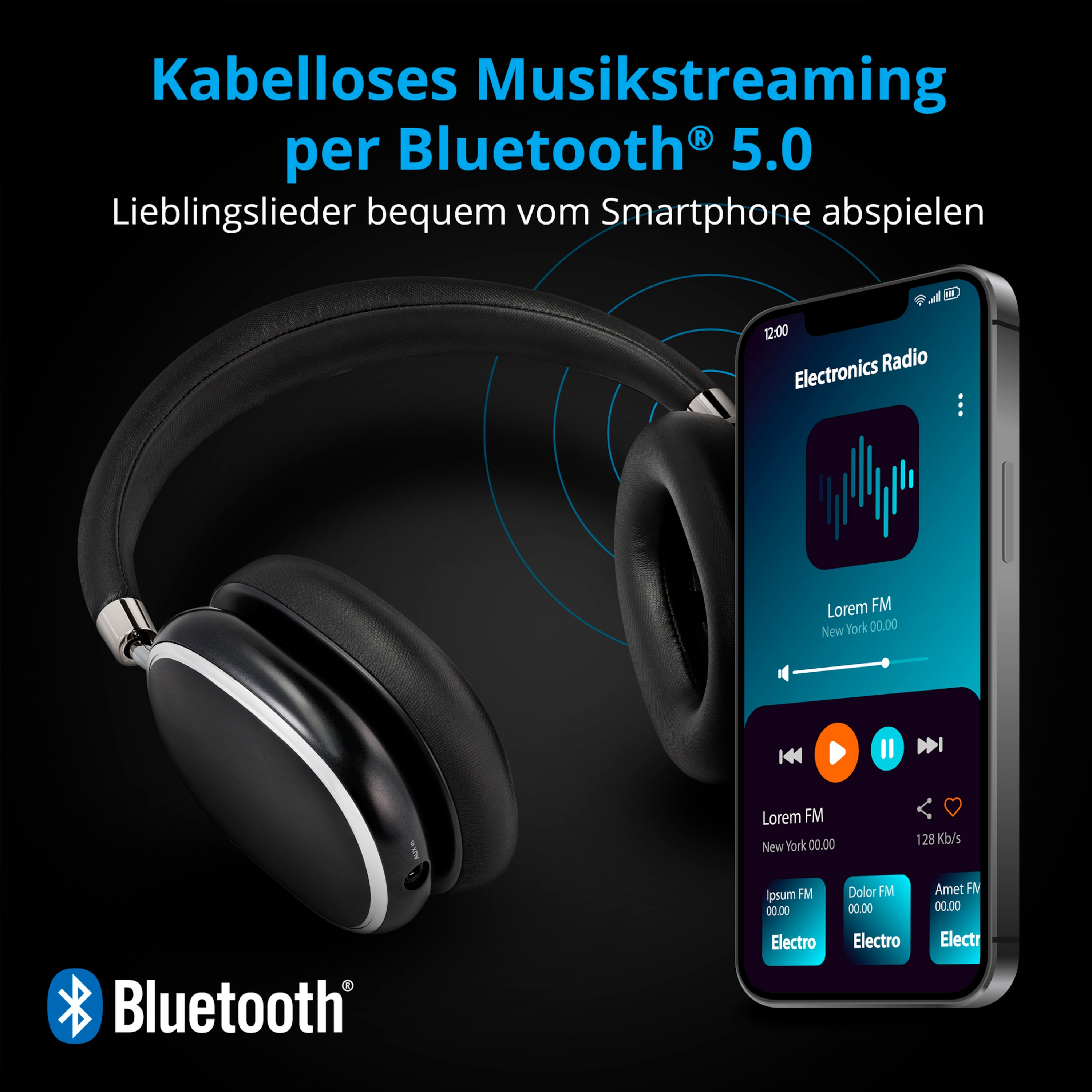 Over-ear Active-Noise-Cancelling, MEDION kabelgebunden, E62474, oder LIFE® Bluetooth®, kabellos Akkulaufzeit, lange schwarz Kopfhörer