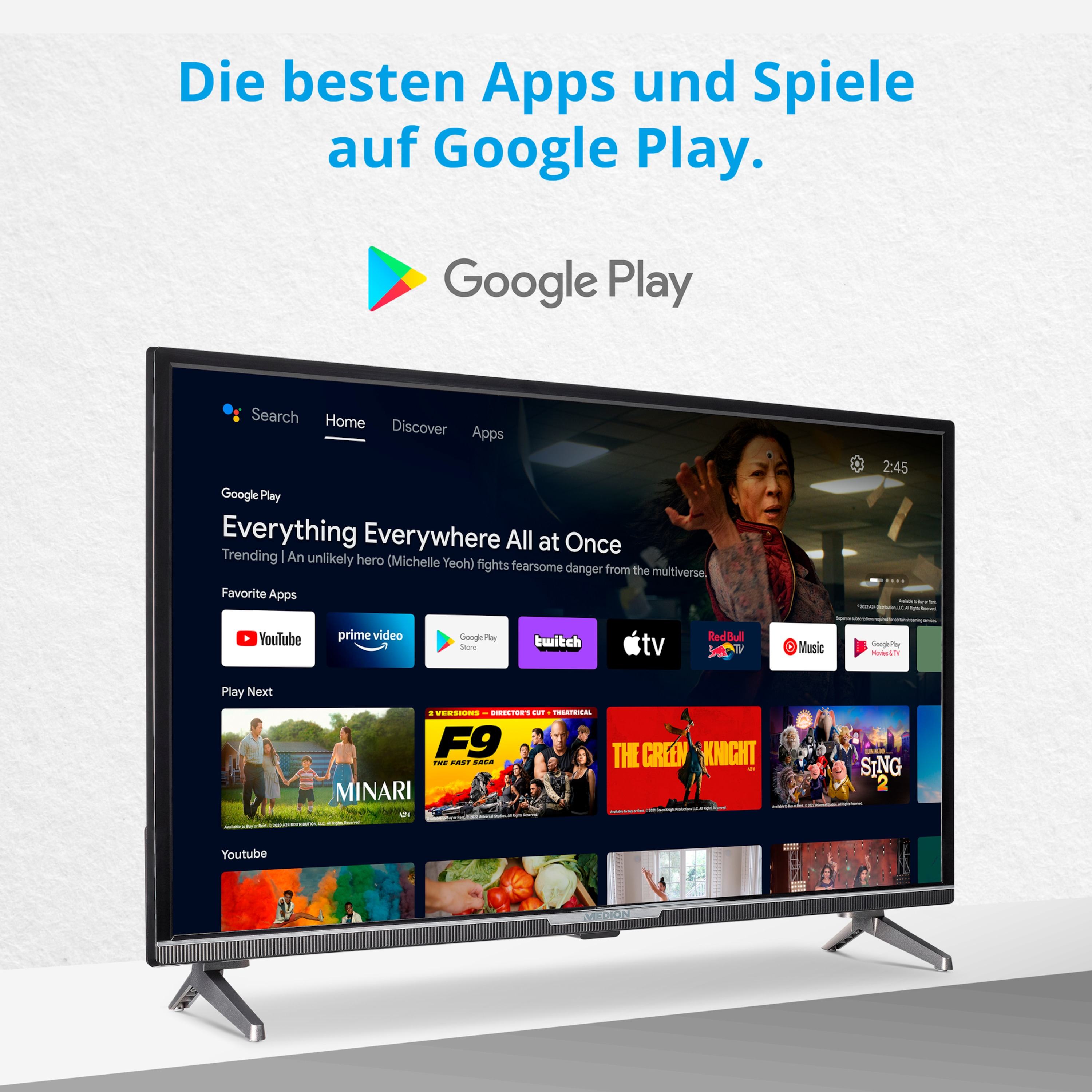 MEDION LIFE® P13242 (Flat, Full-HD, Zoll / 80 31,5 cm, Fernseher Android)