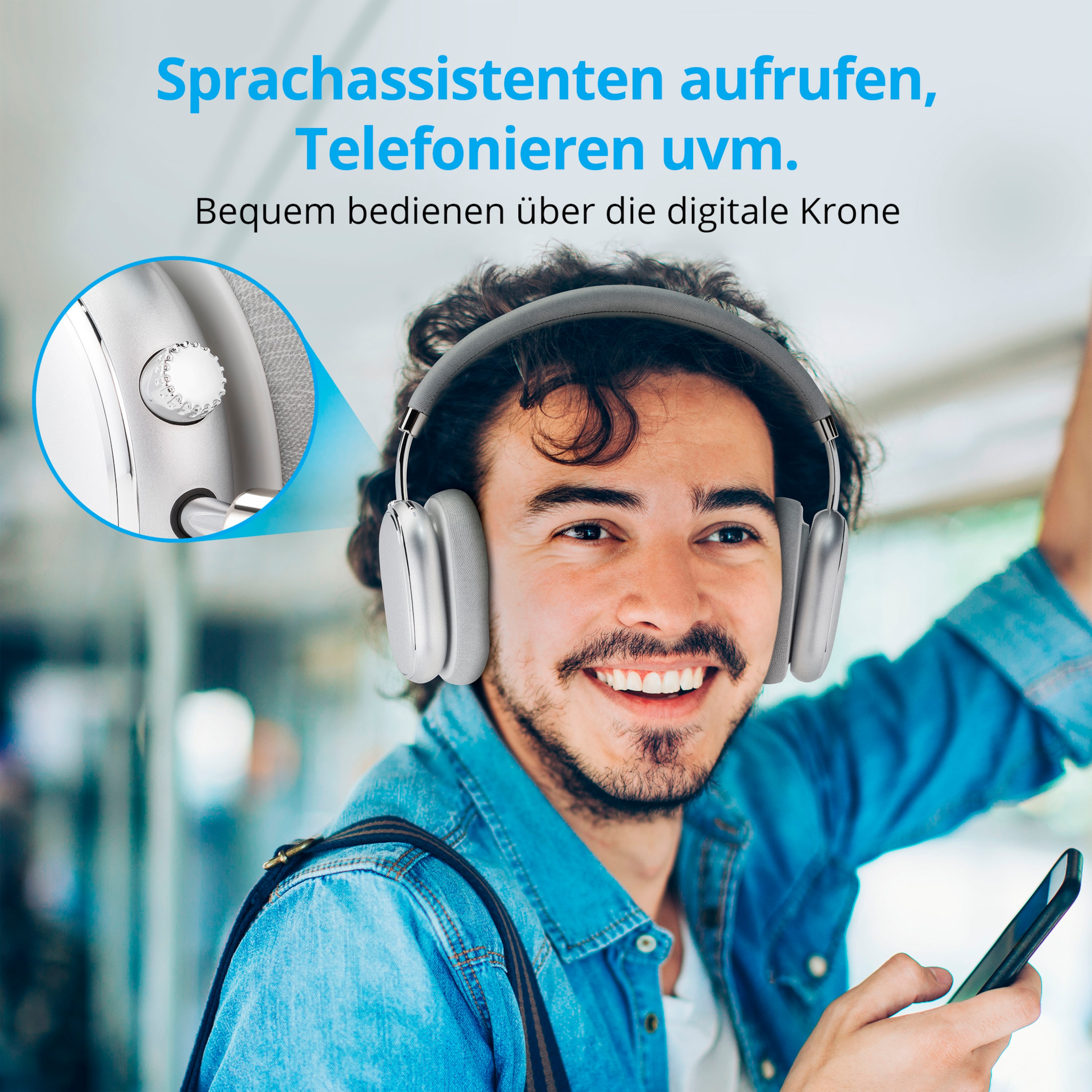 kabellos Kopfhörer oder MEDION Akkulaufzeit, silber LIFE® E62474, Over-ear Active-Noise-Cancelling, kabelgebunden, lange Bluetooth®,