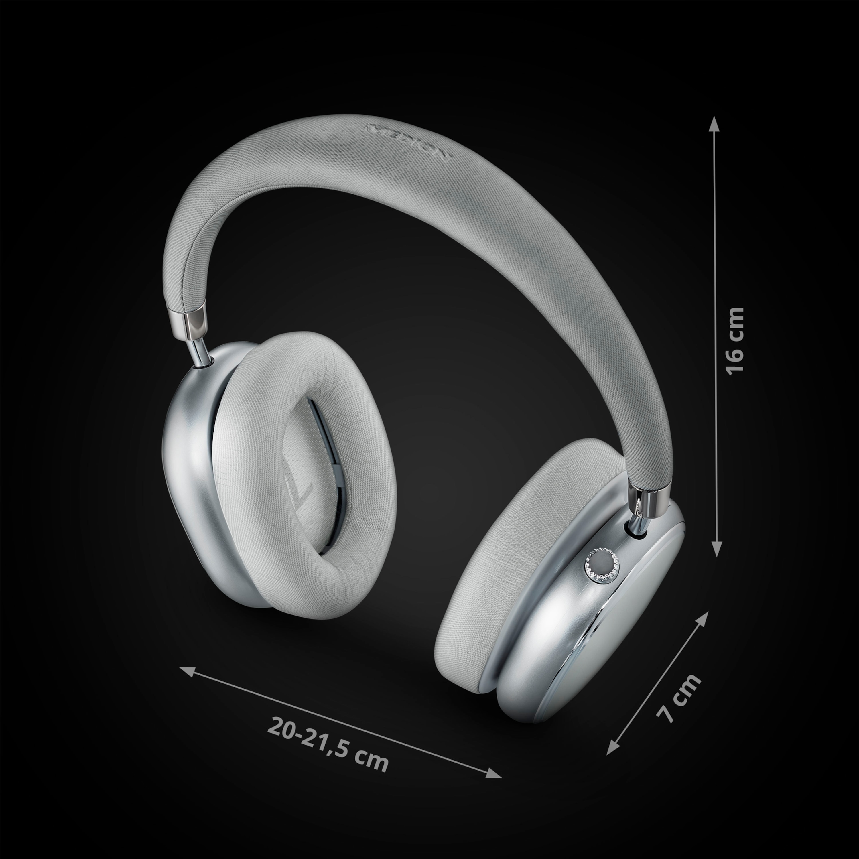 Akkulaufzeit, Kopfhörer Bluetooth®, LIFE® MEDION kabellos kabelgebunden, E62474, Active-Noise-Cancelling, lange oder Over-ear silber