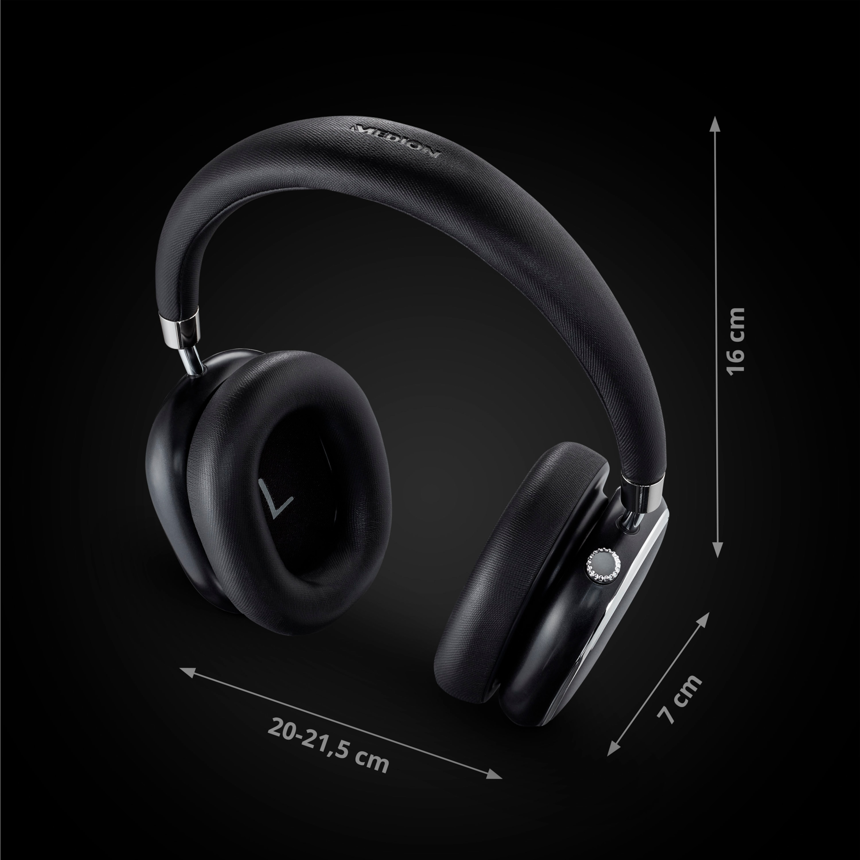 Over-ear E62474, Kopfhörer kabelgebunden, lange schwarz LIFE® MEDION Akkulaufzeit, Active-Noise-Cancelling, kabellos oder Bluetooth®,