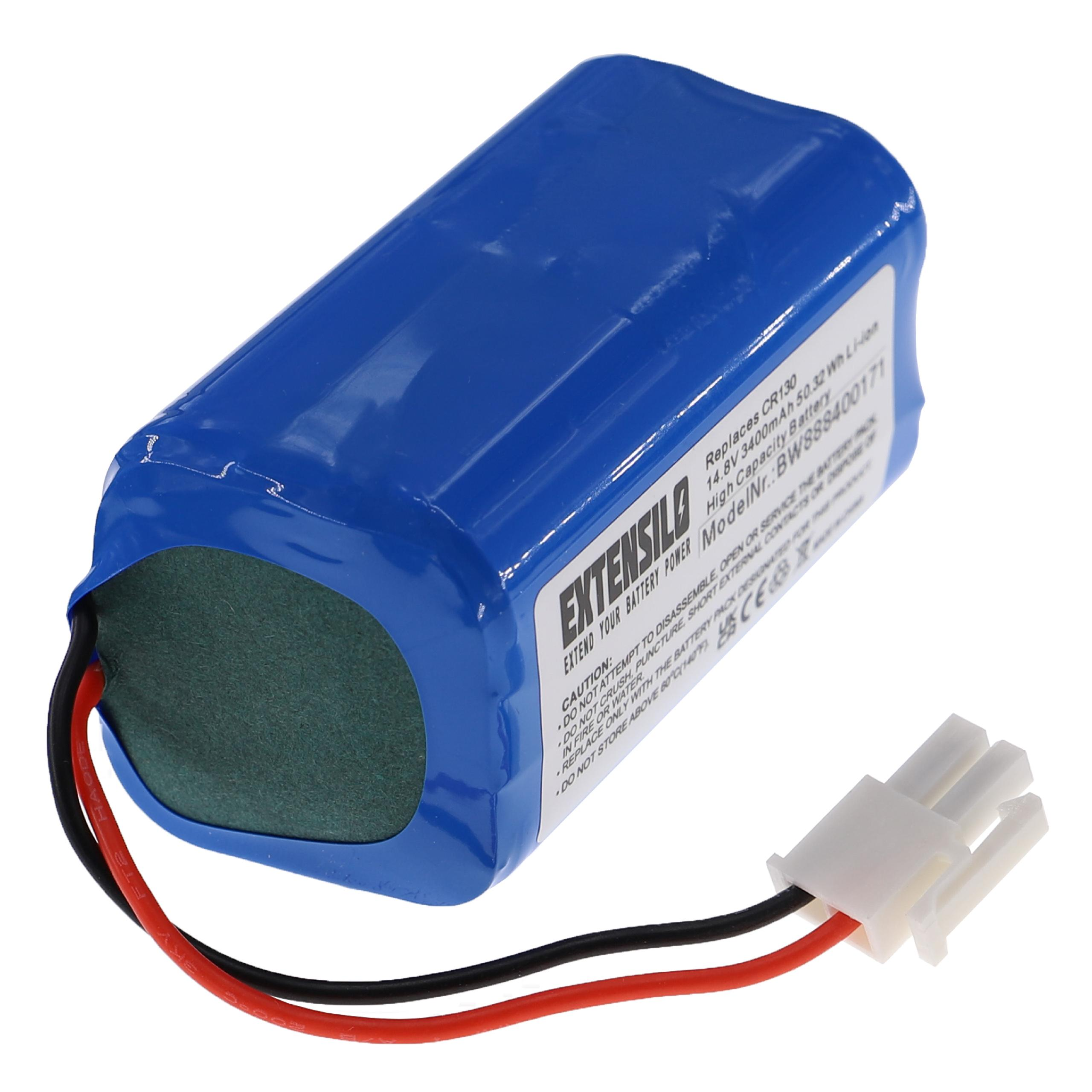 Blaue rechteckige Batterie mit weißem Etikett und schwarz/roten Drähten.
