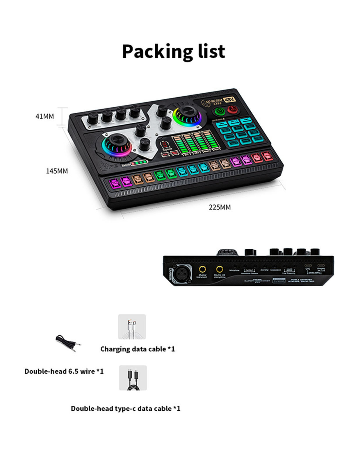 BRIGHTAKE 48V-Soundkarte - leistungsstarker Anschlüsse, Rauschunterdrückung, Soundkarte Externe mehrere Sound