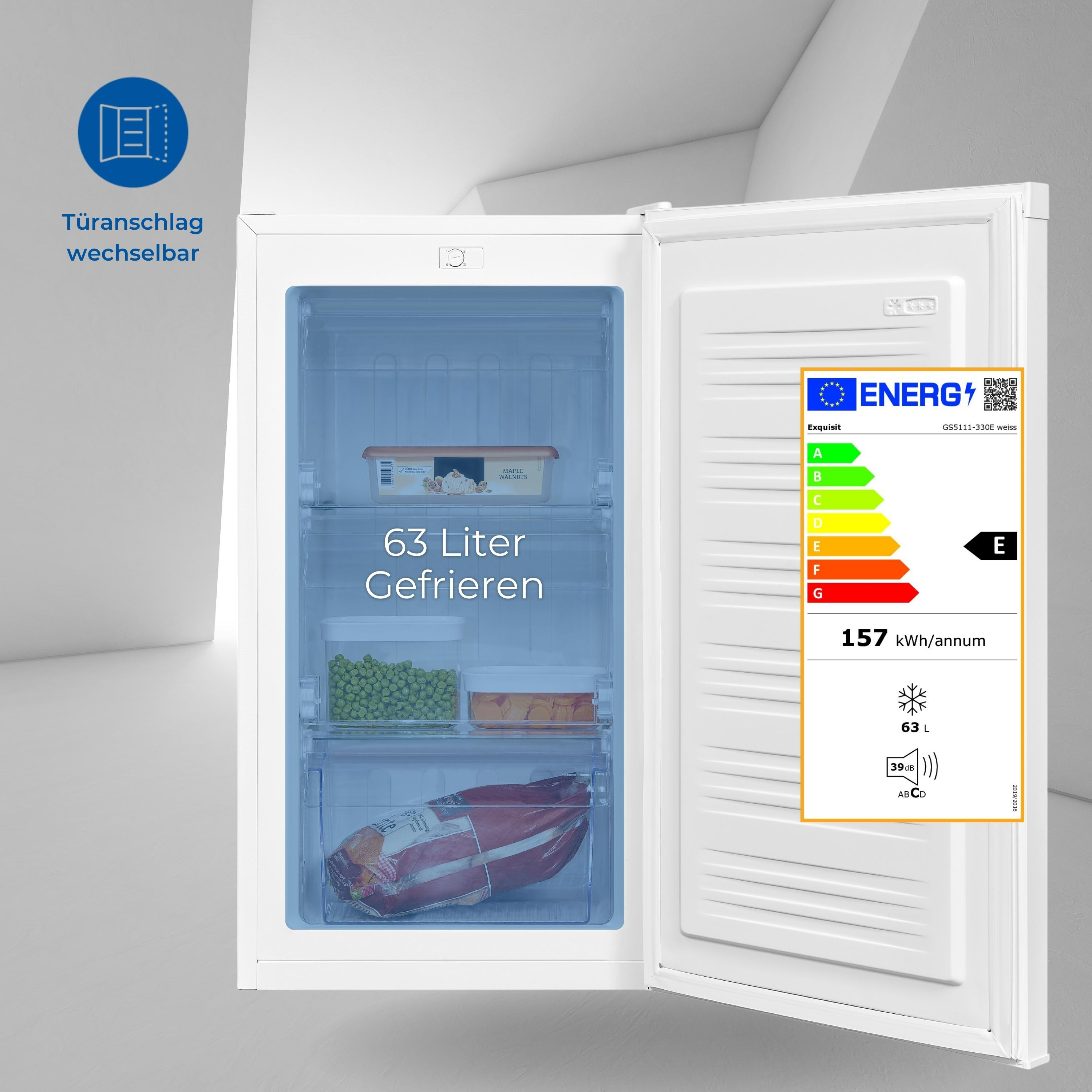 EXQUISIT GS5111-330E Gefrierschrank weiss hoch) (E, 825 mm