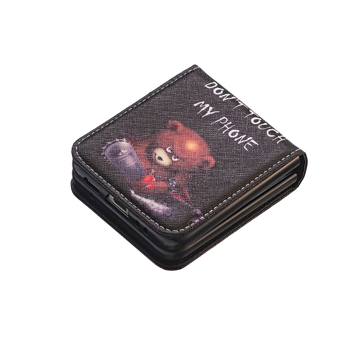 WIGENTO Wallet Book Muster Druck Flip5, & Motiv Schwarz Fach, Bookcover, Z Galaxy Geld / mit Samsung, Kreditkarten Tasche