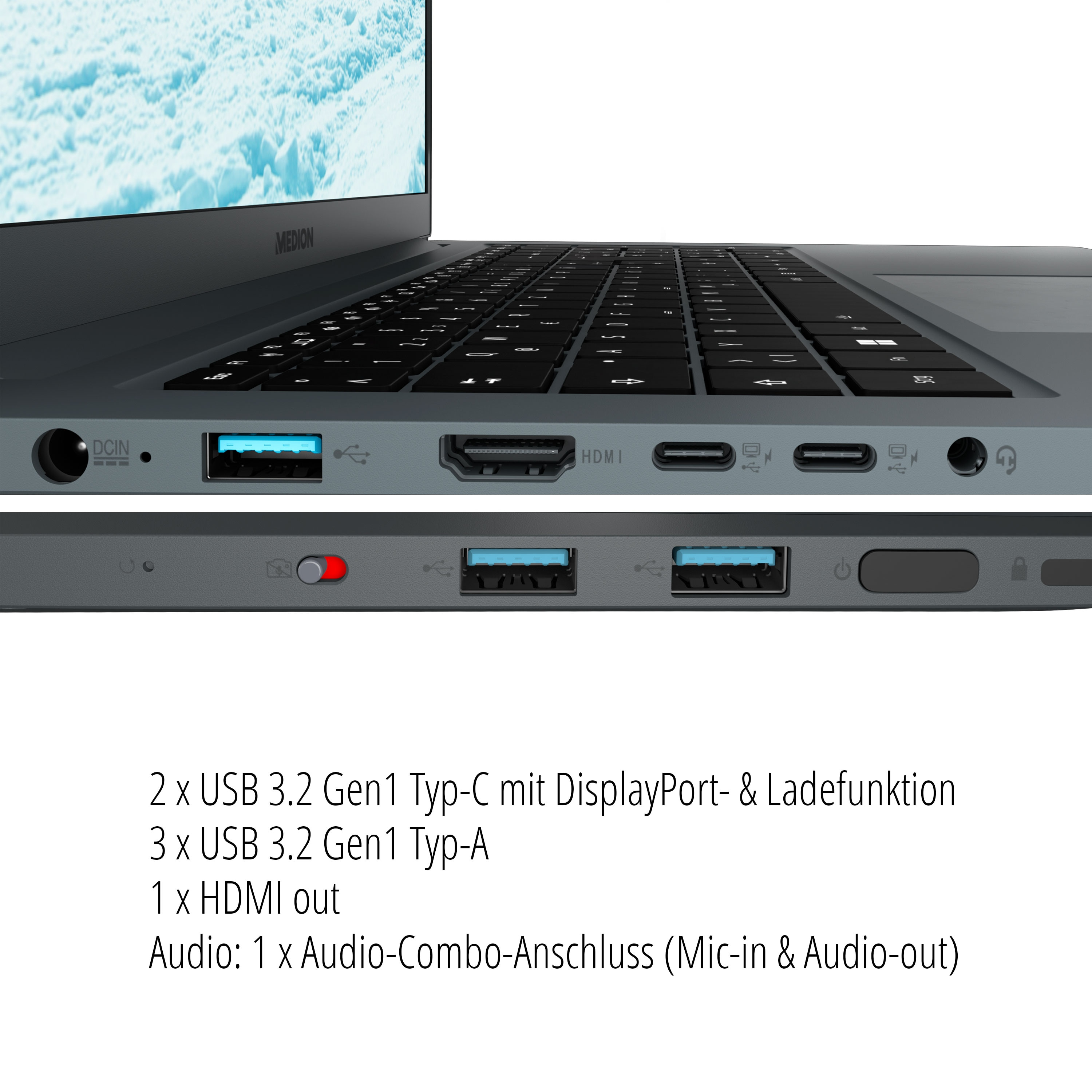 Zoll MEDION Display, mit 17,3 Laptop, TB GB Notebook schwarz RAM, SSD, 1 Perfomance 16 P17619