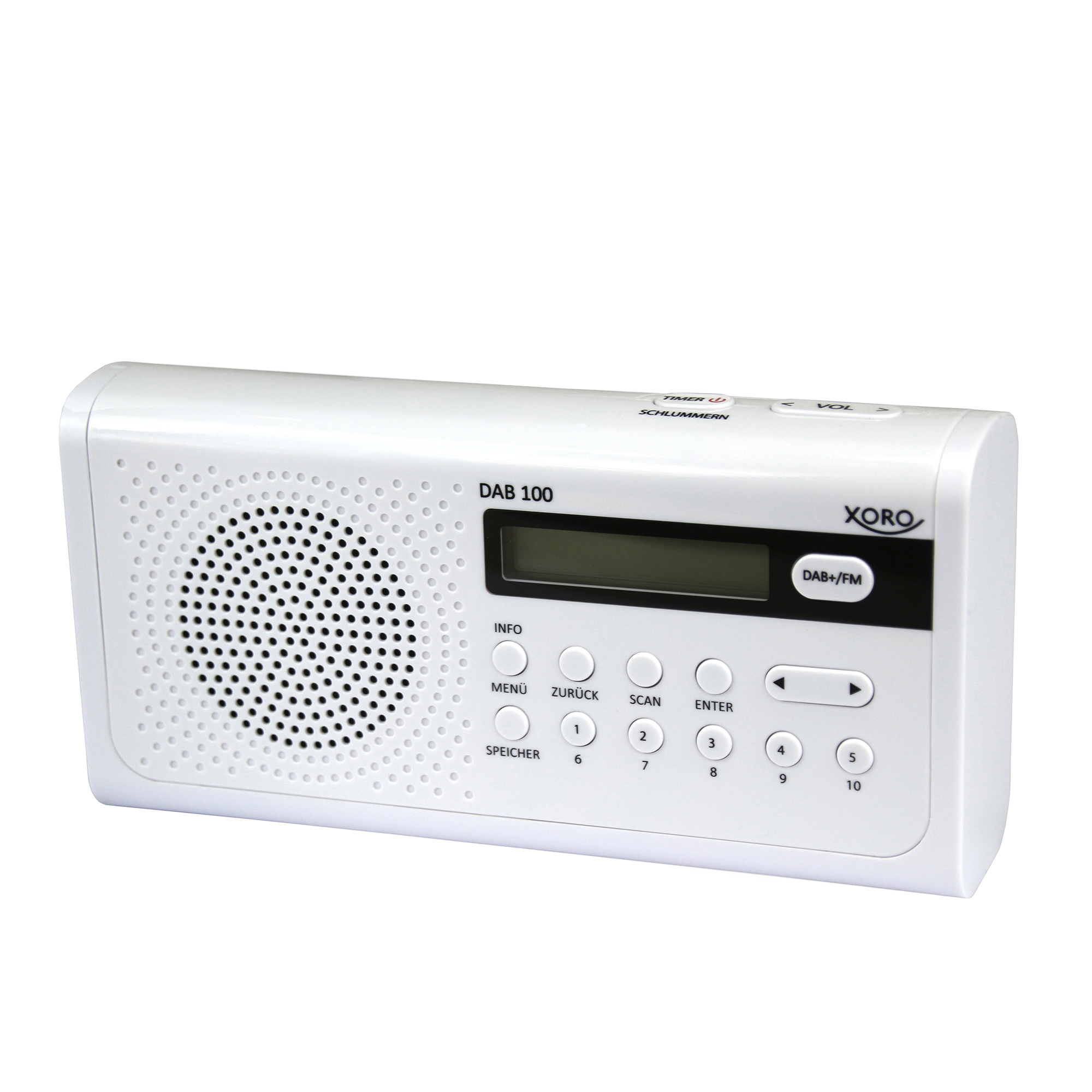 XORO Radio DAB+/FM 100 Weckfunktion FM, Weiß Display Tragbares Senderspeicher DAB 10 XORO LCD DAB, mit DAB+, Radio, Teleskopantenne