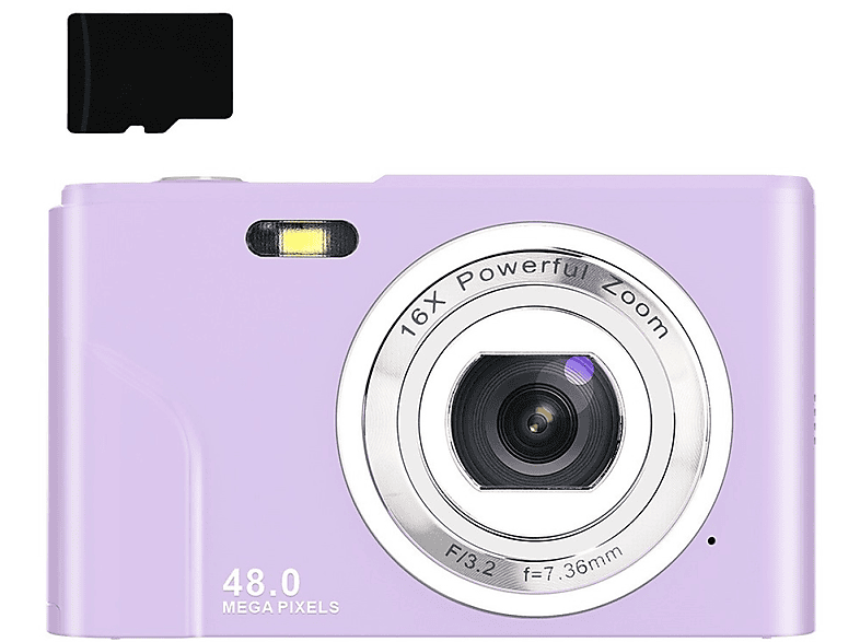 INF Kleine Digitalkamera mit 48 MP, HD 1080p und 16x Zoom mit 32-GB-Karte Digitalkamera Violett