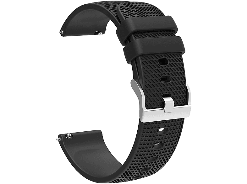 INF Silikon-Uhrenarmband mit Karomuster für Garmin Vivoactive 4 18 mm, Ersatzarmband, Garmin, Garmin Vivoactive 4 18mm, Schwarz