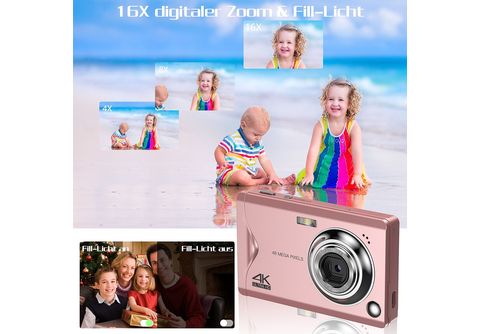 Cámara digital 2.7K Ultra HD Mini cámara 44MP 2.8 pulgadas pantalla LCD  recargable estudiantes, cámara compacta de bolsillo con zoom digital 16X
