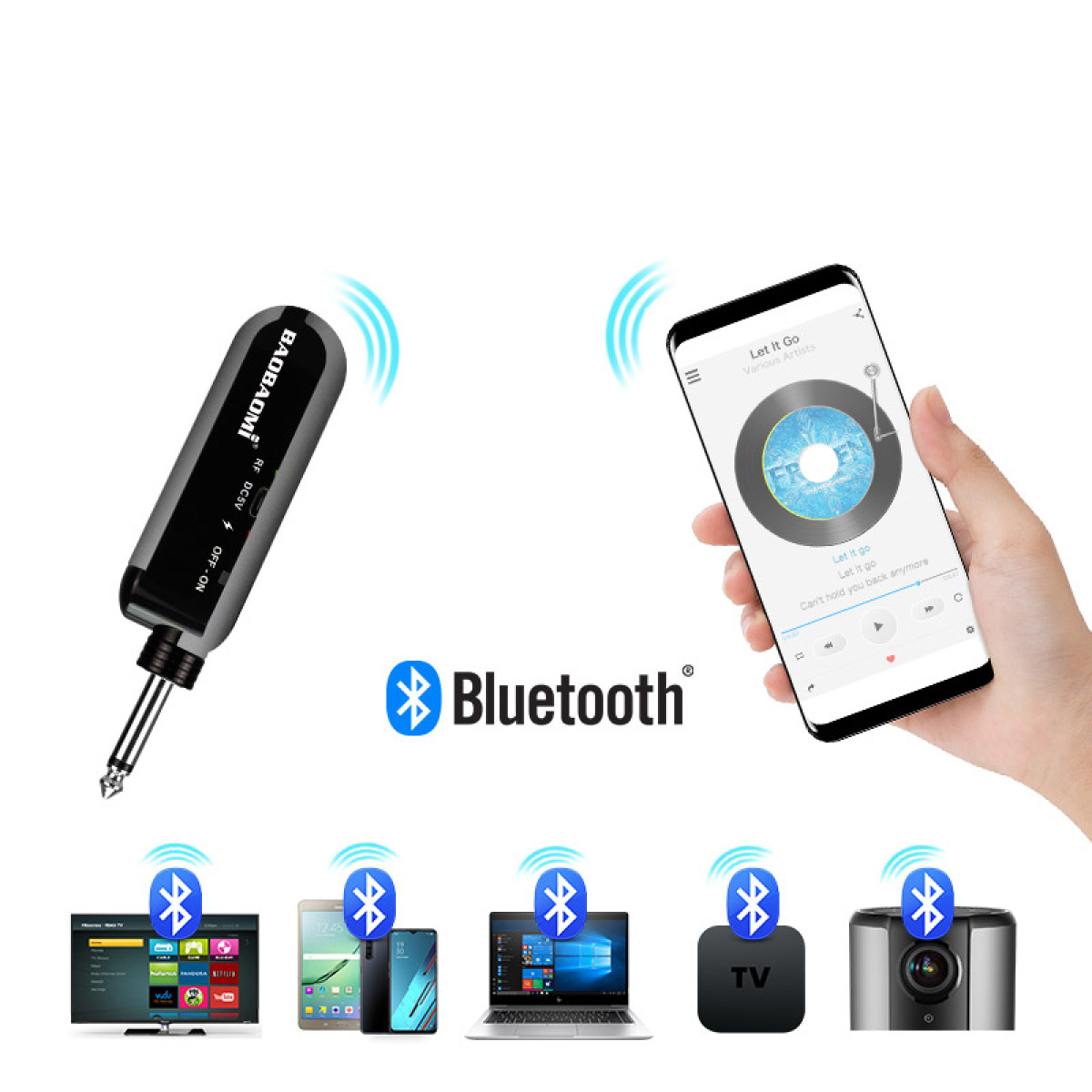 INF Bluetooth-Reverb-Mikrofon Schwarz Android-Anschlusskab Mikrofon 2er-Pack mit kabelloses Grau und