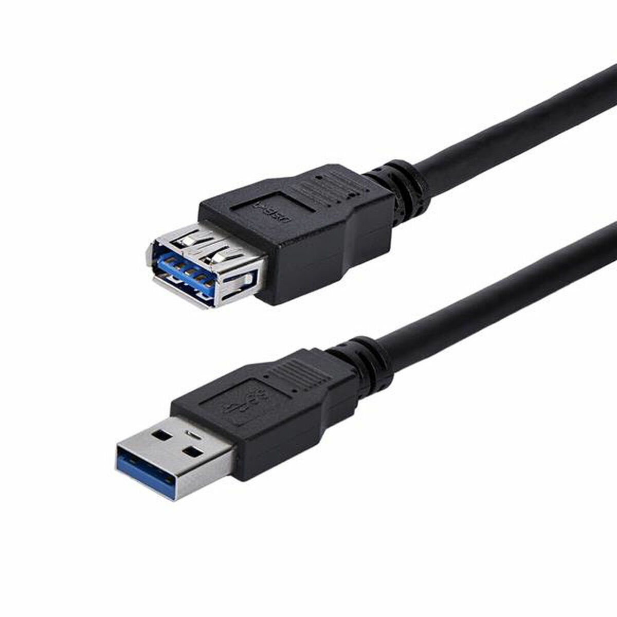 Twee USB-kabels, zwart met een blauwe USB-connector.