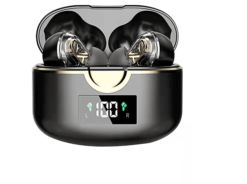 INF Drahtlose Bluetooth 5.0-Kopfhörer mit doppeltem dynamischen Lautsprech, In-ear Kopfhörer Schwarz
