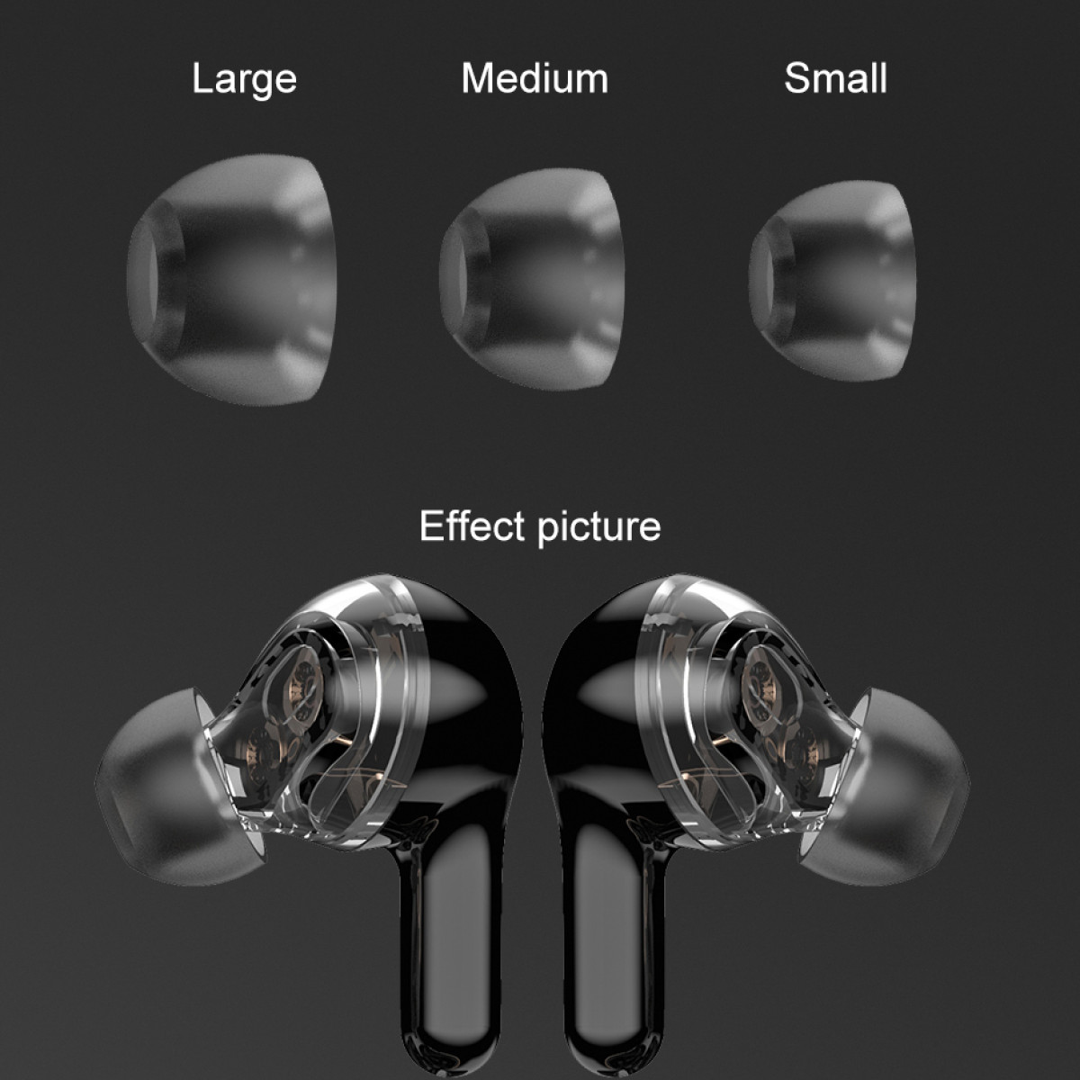 INF Drahtlose Bluetooth 5.0-Kopfhörer mit Schwarz Lautsprech, Kopfhörer dynamischen doppeltem In-ear