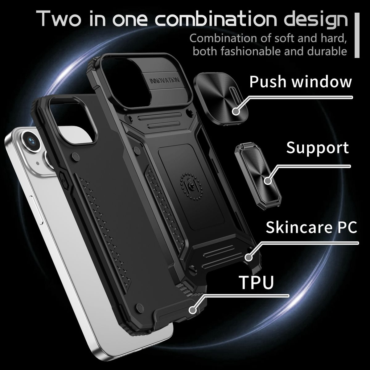 Case, 15 DESIGN Backcover, Schwarz Apple, Plus, KÖNIG iPhone