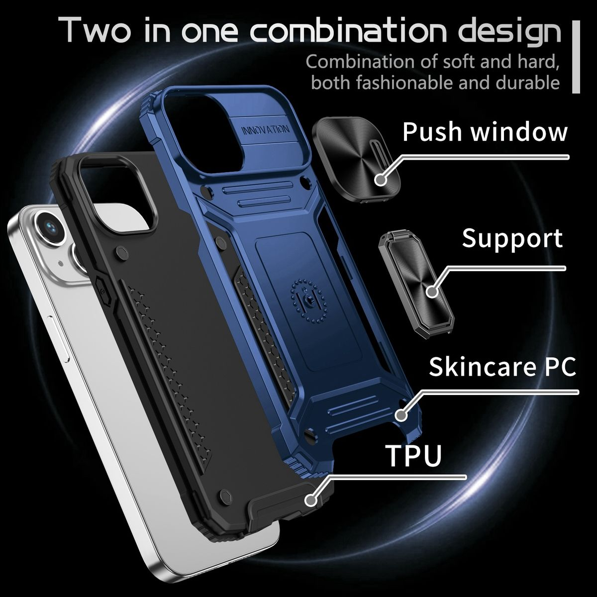 KÖNIG DESIGN Case, Blau iPhone 15, Backcover, Apple
