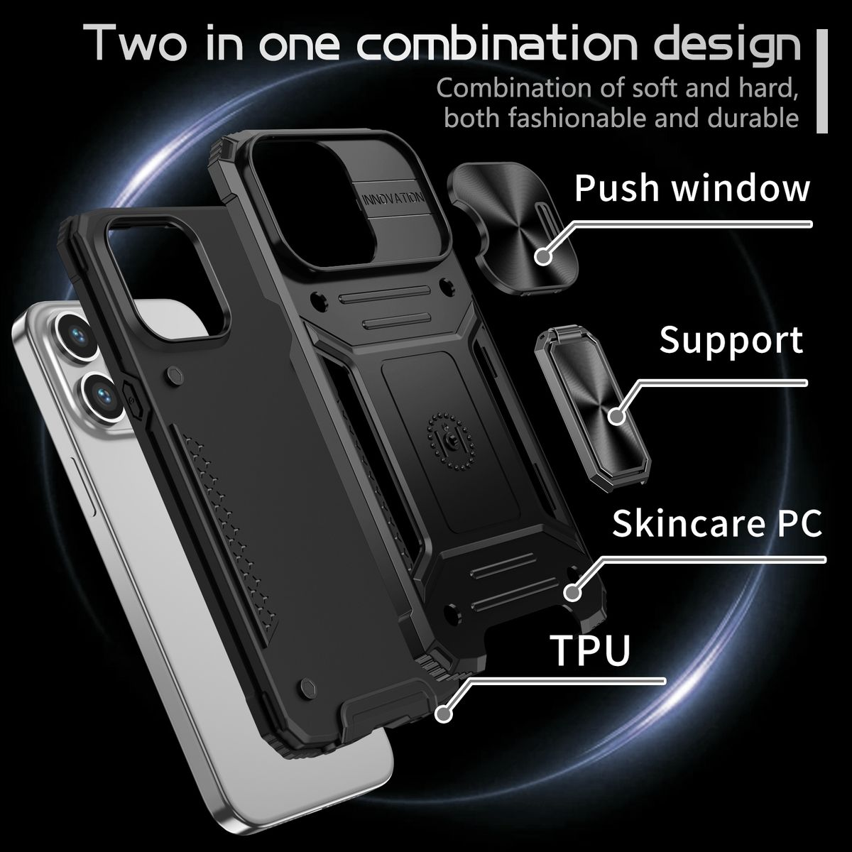 15 Case, Apple, DESIGN KÖNIG iPhone Backcover, Schwarz Pro,