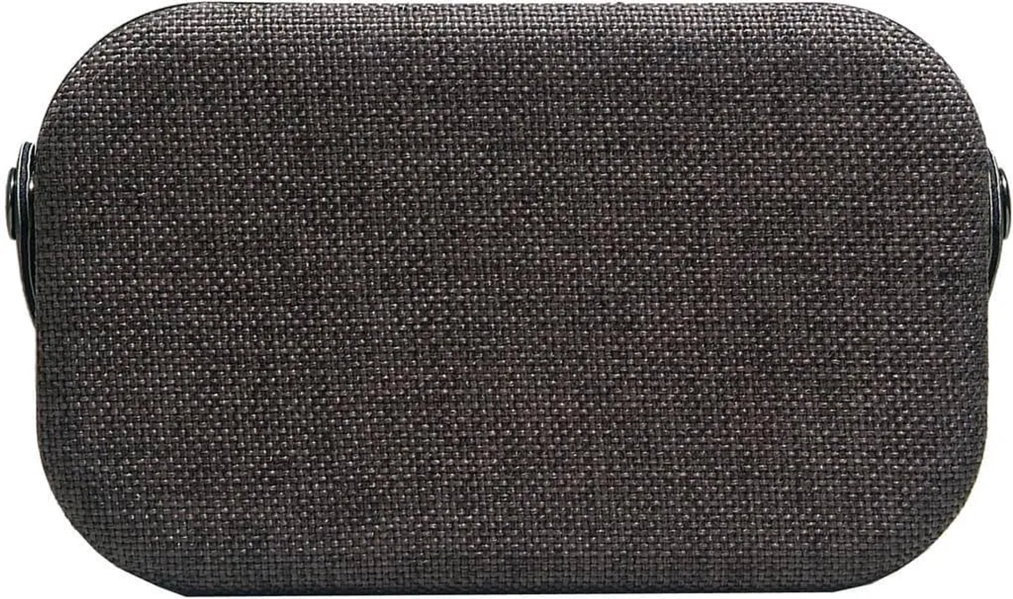 Altavoz rectangular de tela gris oscuro.