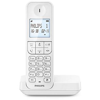 Teléfono inalámbrico - PHILIPS D2701W/12, Análogo, Blanco