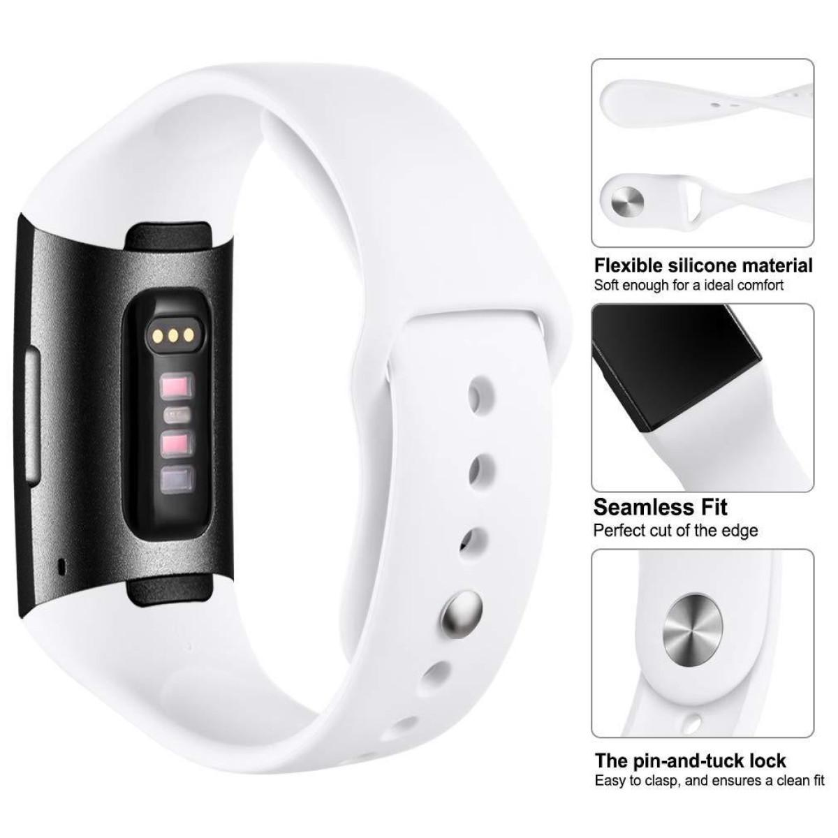 INF Fitbit Charge 3/4 Armband weiß Silikon weiß (S), Ersatzarmband, Charge 3/4, Fitbit