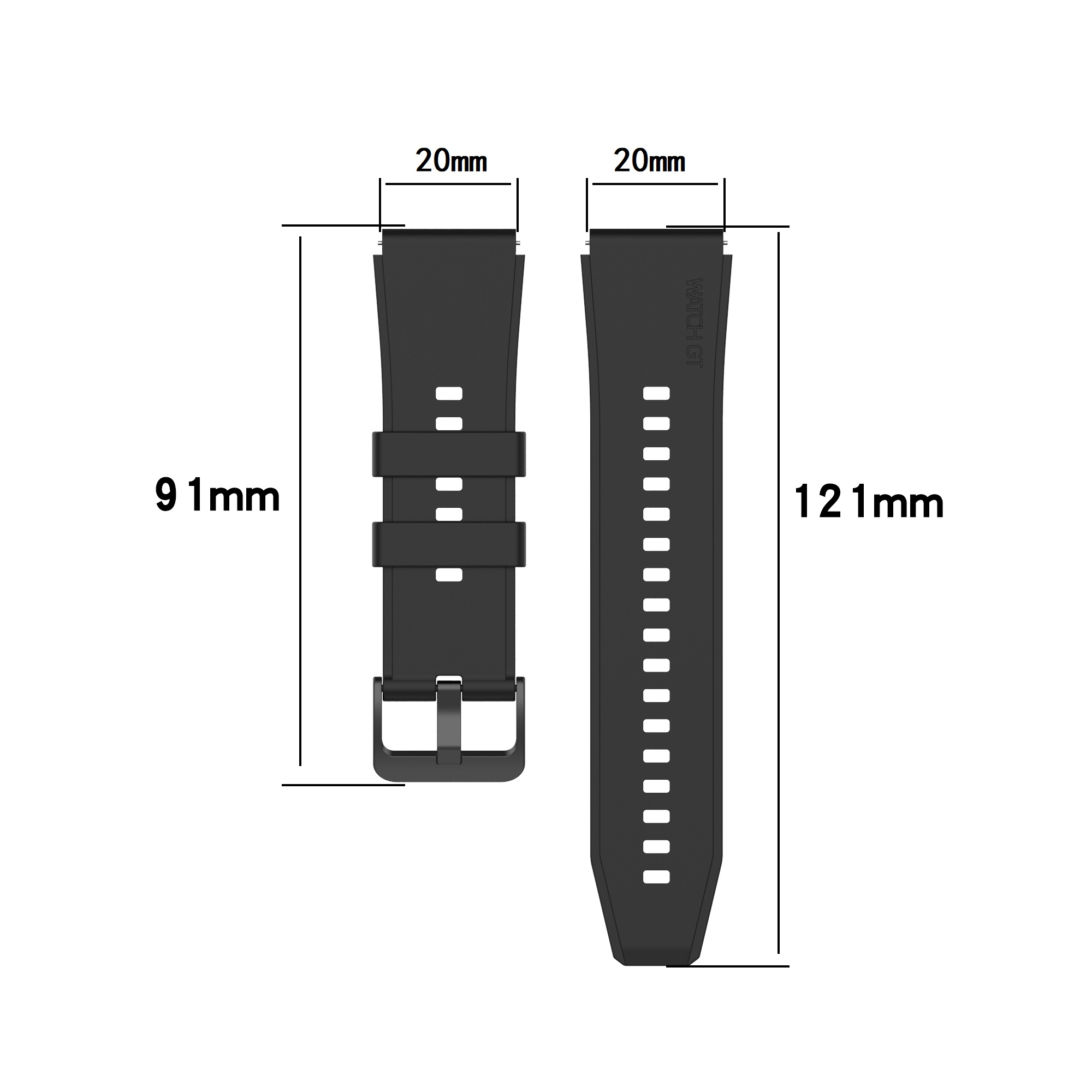Ersatzarmband, Garmin/Huawei/Samsung INF Garmin/Huawei/Samsung, 20 Galaxy Watch, mm Uhrenarmband Schwarz 20 mm,
