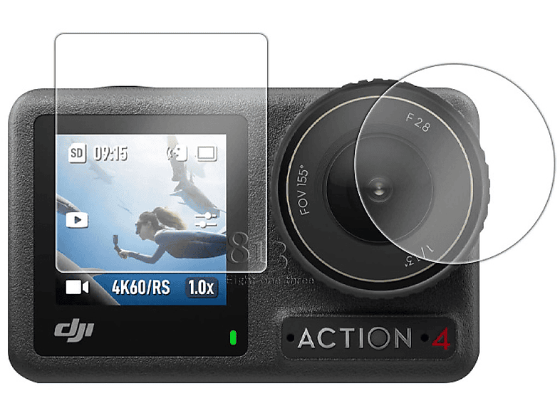 INF Displayschutz aus gehärtetem für 3-teilig, 4, Action Transparent Kamera-Displayschutz, DJI Glas