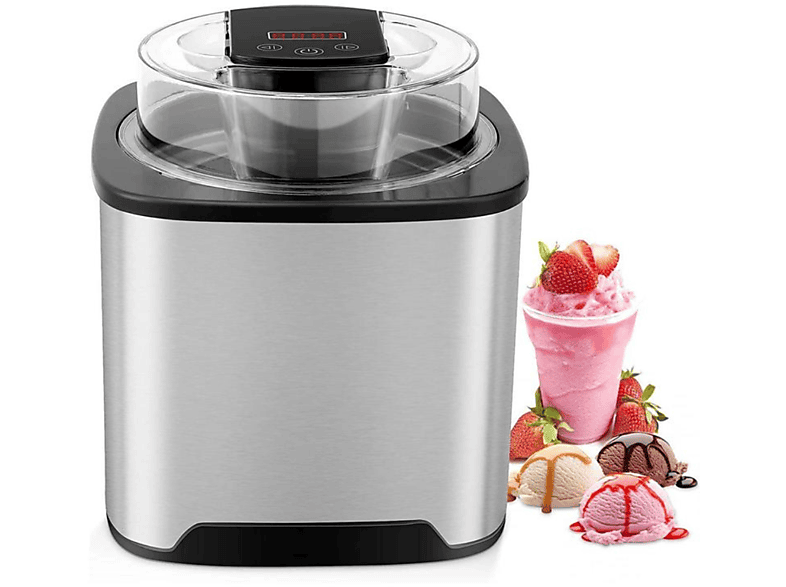 MVPOWER Ice Cream Maker Eismaschine (12 Watt, Silber) | Eismaschine mit Kühlakku