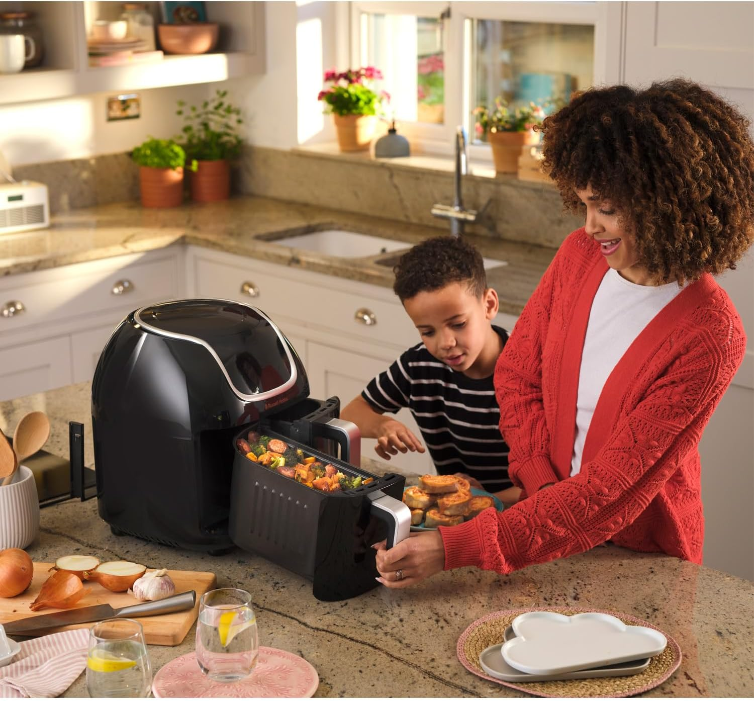 Basket Schwarz Watt SatisFry Heißluftfritteuse Snappi 1700 RUSSELL Dual Airfryer HOBBS