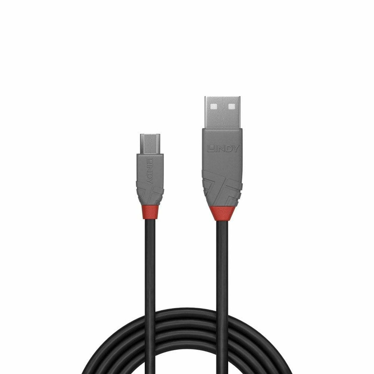 Czarny kabel USB-C z szarymi i czerwonymi akcentami, obok podobnego kabla.