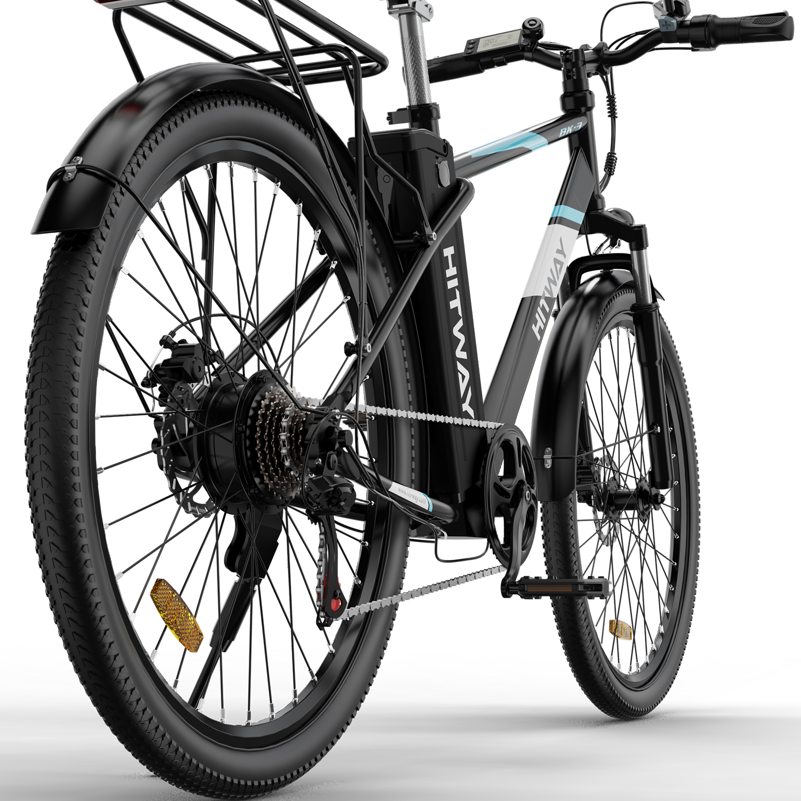 HITWAY BK3S E-Bike, 7 (Laufradgröße: Mountainbike Zoll, Gang, Unisex-Rad, Schwarz-blau) 26 Elektrofahrrad 410,4, Heckmotor