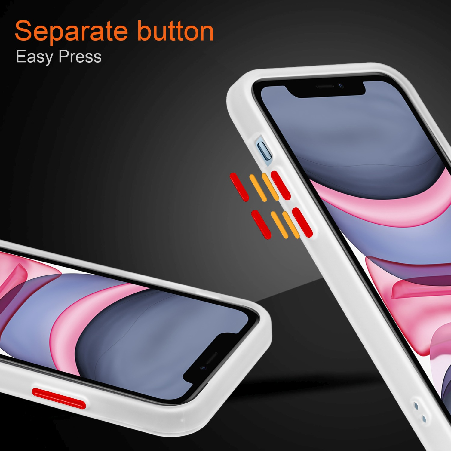 Hybrid Hülle Apple, Innenseite Rückseite, 11, mit Kunststoff Schutzhülle iPhone und matter Matt Transparent Silikon CADORABO Backcover, TPU
