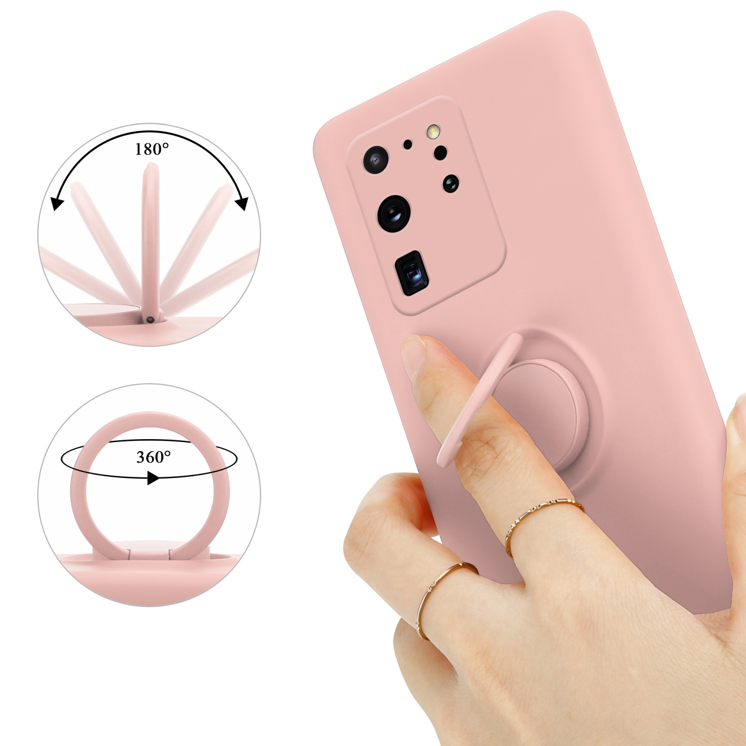 S20 Ring Backcover, LIQUID Hülle PINK CADORABO Galaxy Case Style, im Samsung, Liquid ULTRA, Silicone