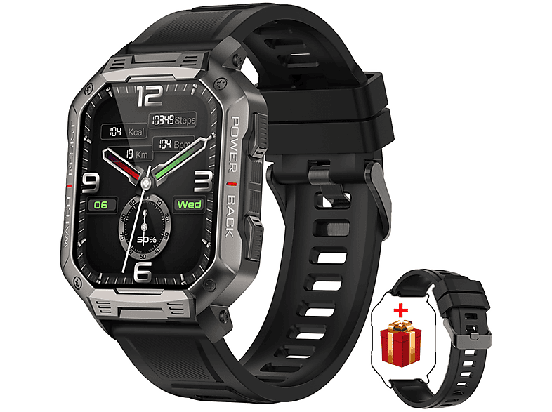 HAMTOD NX3 IP67 Smartwatch silicone, Schwarz