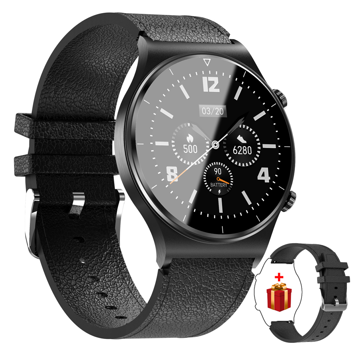 GT08 IP67 leather, Schwarz HAMTOD Smartwatch