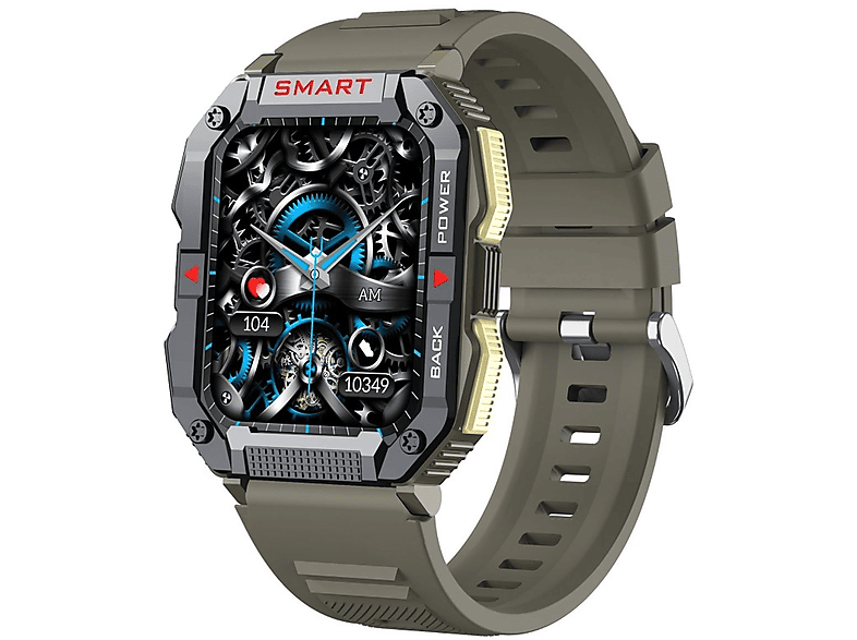 ENBAOXIN Sport-Smartwatch - Bluetooth 275 Silikon, Gesundheitsmanagement Armee grün Smartwatch Talk, mm